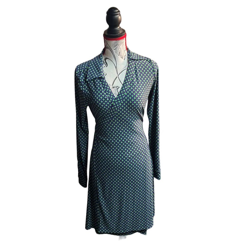 Tommy Hilfiger Women's Green Polka Dot Wrap Midi Dress Size 8